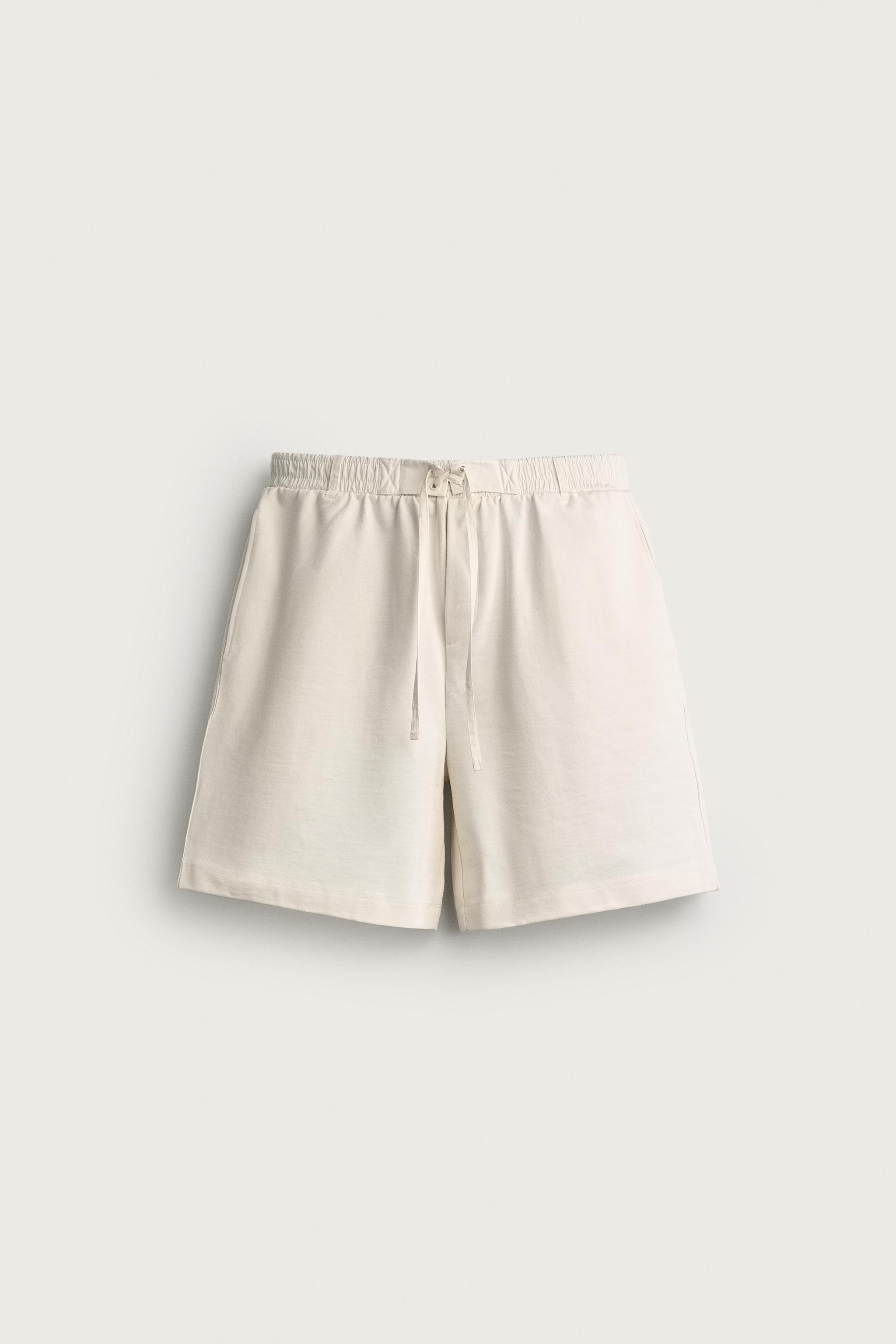 CONTRAST WAIST JOGGER SHORTS — White