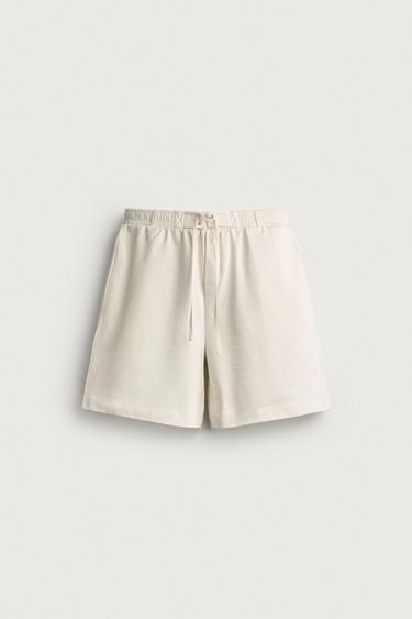 BERMUDAS JOGGER CINTURA COMBINADA - Branco de Zara