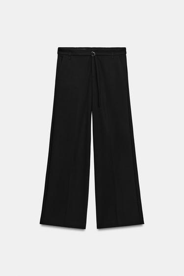 CALÇA COM CINTO - Preto da Zara