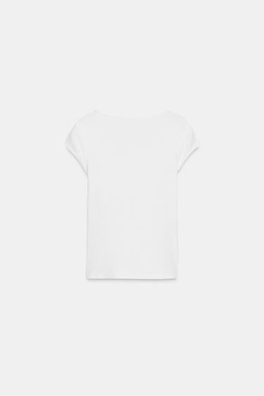SQUARE NECK T-SHIRT - White by Zara - Image 8