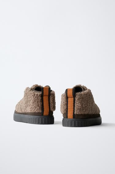 FAUX SHEARLING HIGH-TOP SNEAKERS - Brown by Zara - Image 5