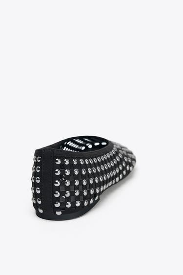 STUDDED MESH BALLERINAS - Black by Zara - Image 3