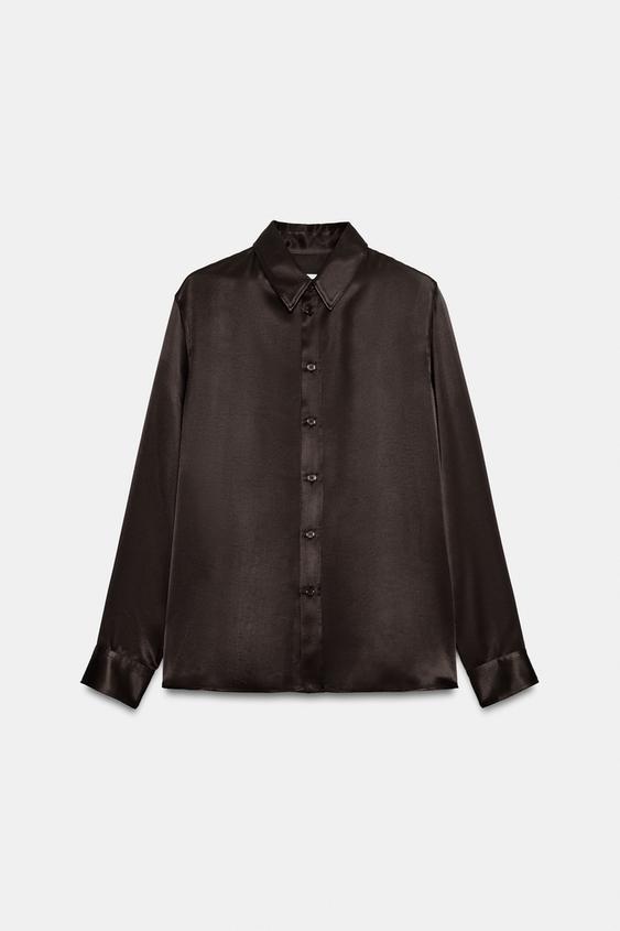 CAMISA FLUIDA ZW COLLECTION - Marrón oscuro de Zara - Imagen 0