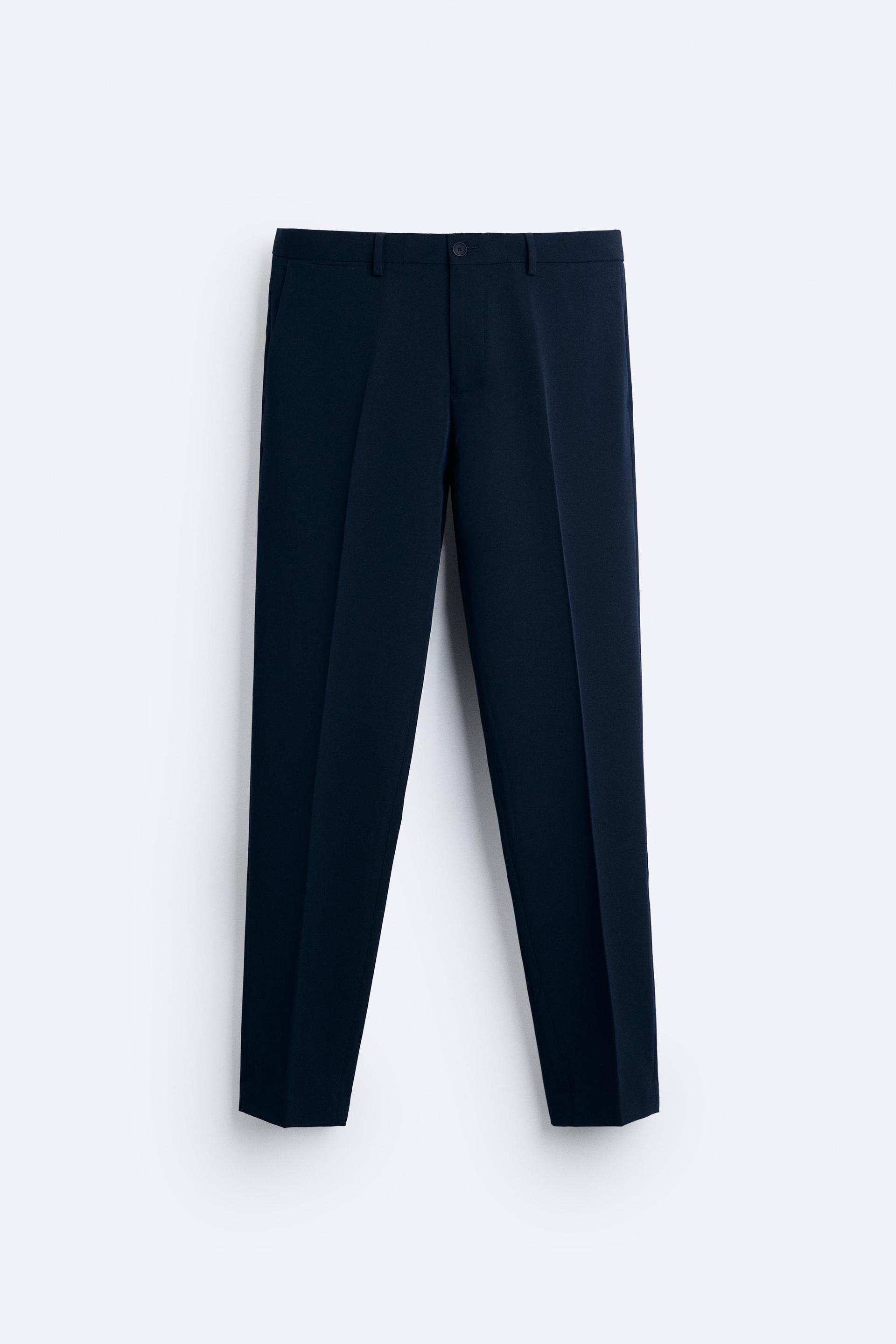 NWT ZARA MAN NAVY BLUE PANTS CHAIN DETAIL SUIT Zipper BE-STRETCH SIZE 31  #6635 $37.99 - PicClick