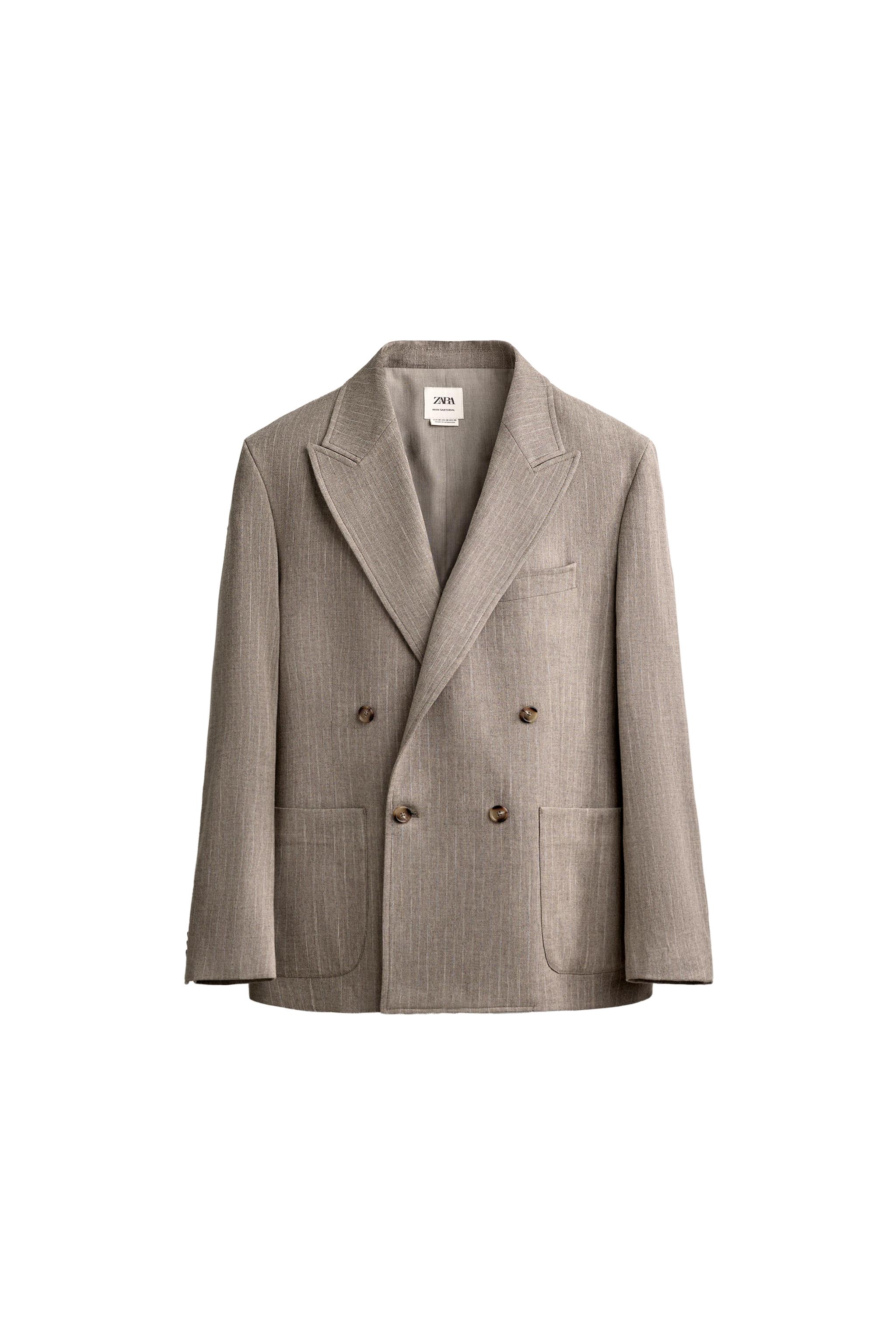 REGULAR FIT DOUBLE-BREASTED PINSTRIPE BLAZER