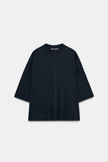 Zara OVERSIZED T-SHIRT - Blue