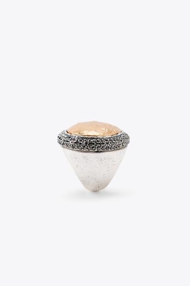 MAXI RING WITH GLITTER TEXTURE - Gold / Silver by Zara - Image 4