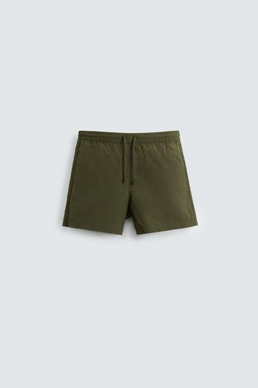 Zara BASIC MID-LENGTH SWIMSUIT - Khaki