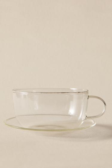 BOROSILICATE TEACUP AND SAUCER - Silver by Zara