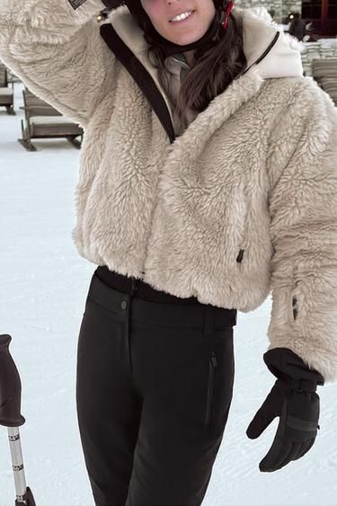 SHORT FAUX FUR HOODED COAT RECCO® TECHNOLOGY SKI COLLECTION - Mink by Zara