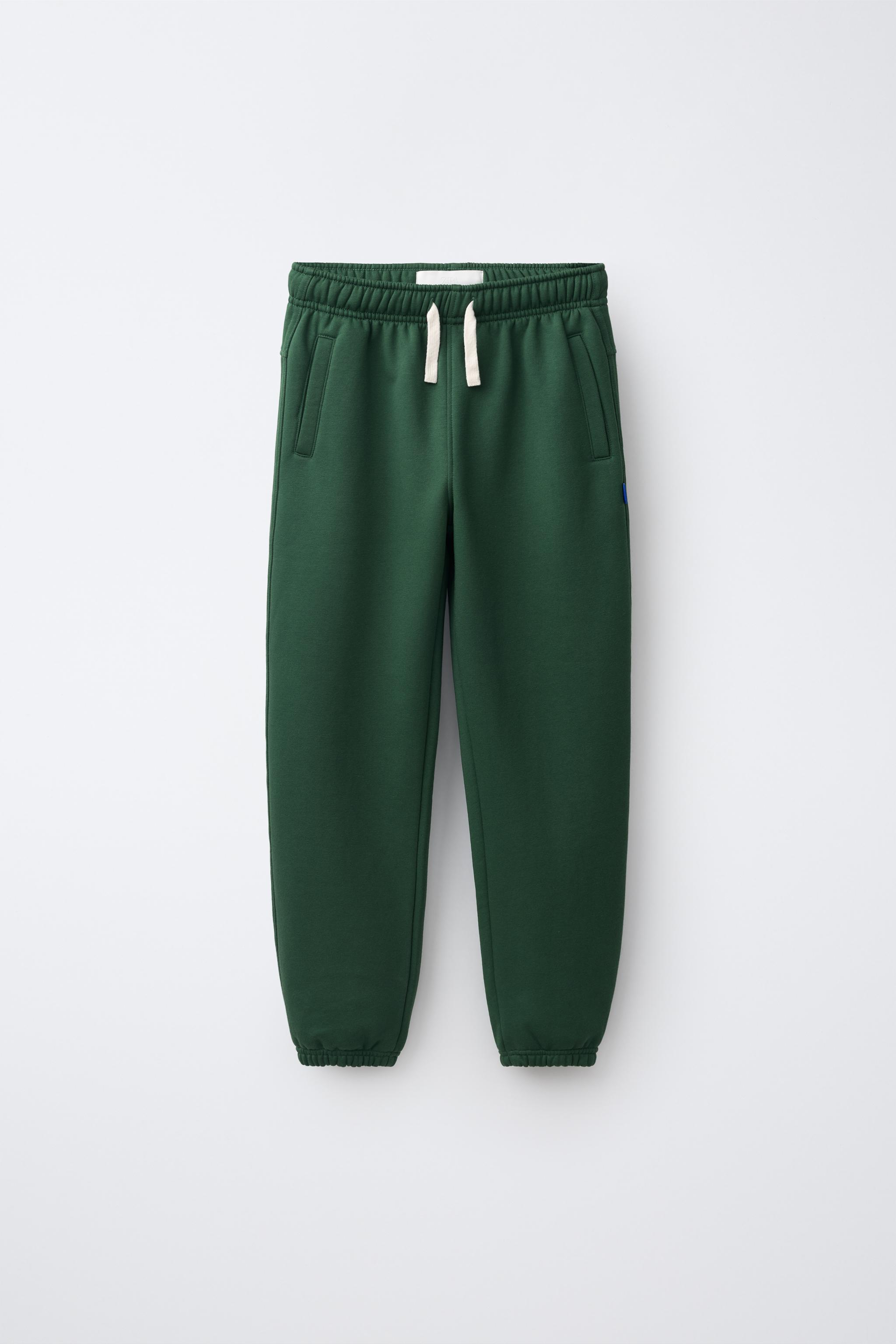 プレーンラベル スウェットジョガーパンツ - ボトルグリーン | ZARA