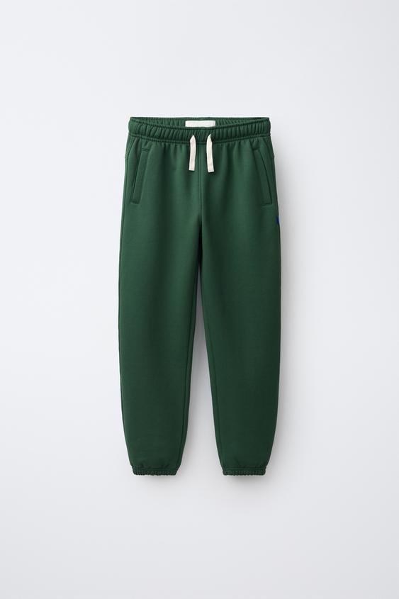 Zaras ENFÄRGAD JOGGINGBYXA I SWEATSHIRTKVALITET MED ETIKETT - Flaskgrön - Bild 0