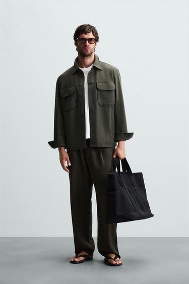 SOBRECAMISA ESTRUCTURA CONFORT - Verde oscuro de Zara - Imagen 0