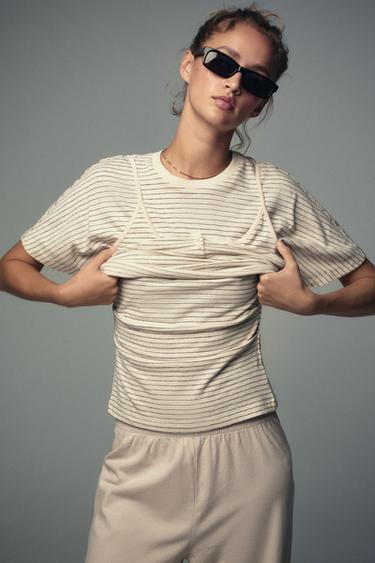 RUSTIC RUCHED T-SHIRT - striped by Zara - Image 5