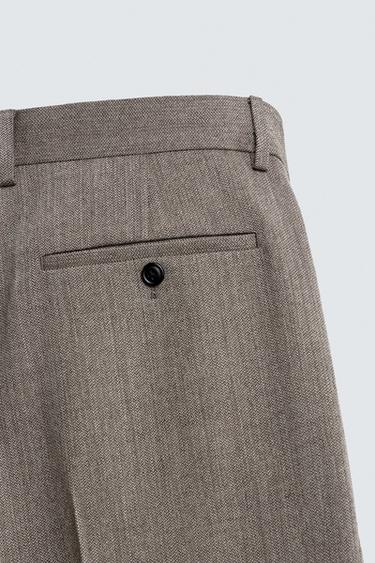 PANTALON DE COSTUME 100% LAINE - Marron clair de Zara - Image 8