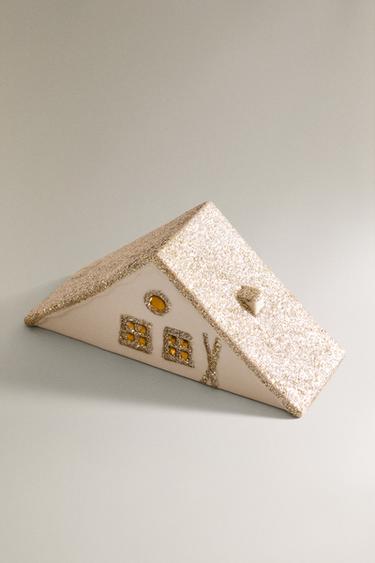CERAMIC SKI CABIN CHRISTMAS DECORATION - White by Zara - Image 1