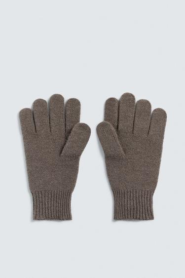 GANTS EN MAILLE LAINE ET CACHEMIRE - Marron / Taupe de Zara - Image 1