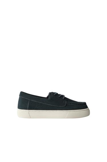 SPLIT SUEDE SPORTS DERBY SHOES - Navy Blue by Zara - Image 0