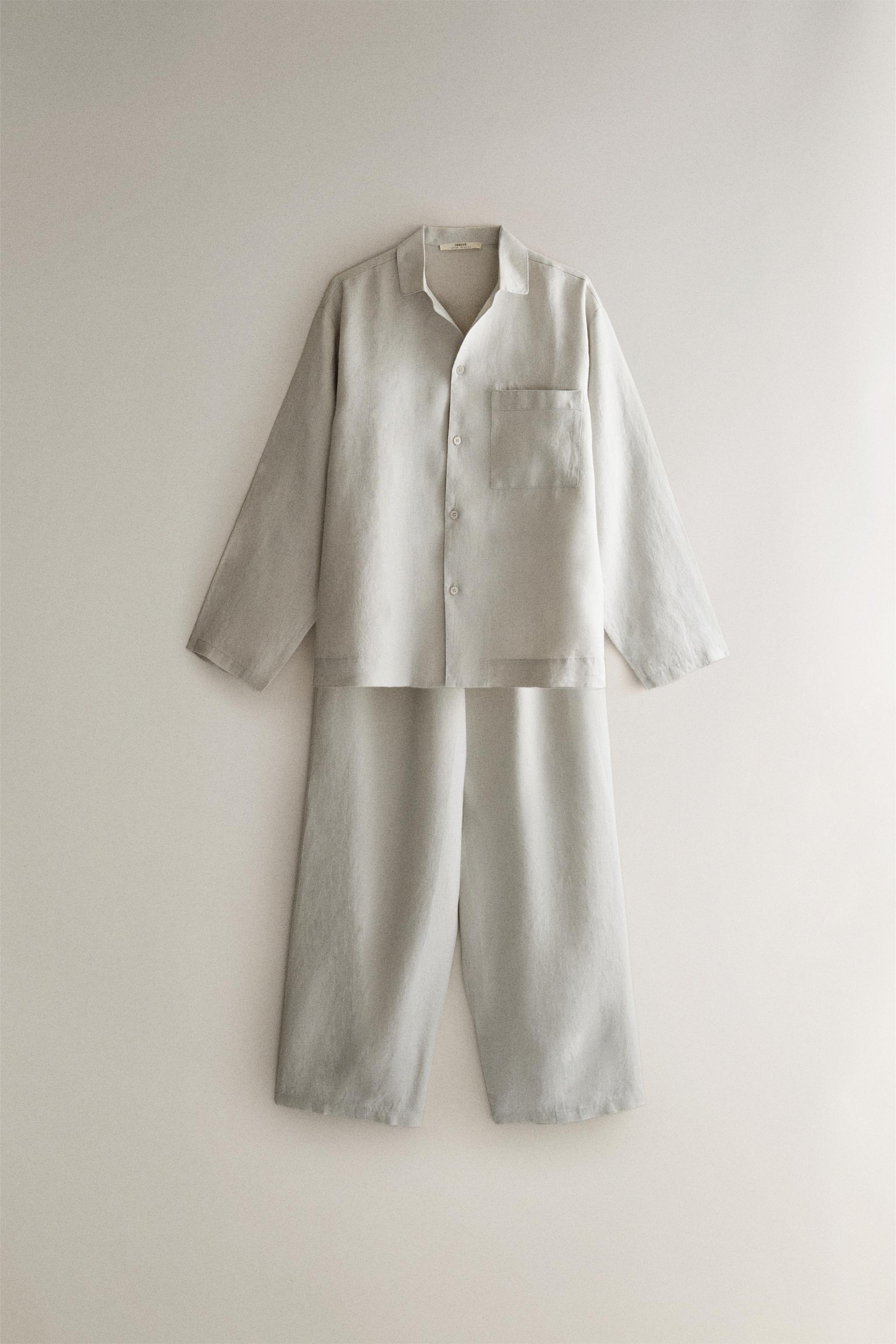 新品 ZARA L ヨーロッパ産 リネン ポケット シャツ WT リネンポケットシャツ - グレー | ZARA Japan / 日本