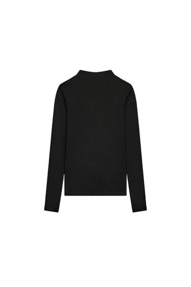 HIGH NECK T-SHIRT - Black by Zara