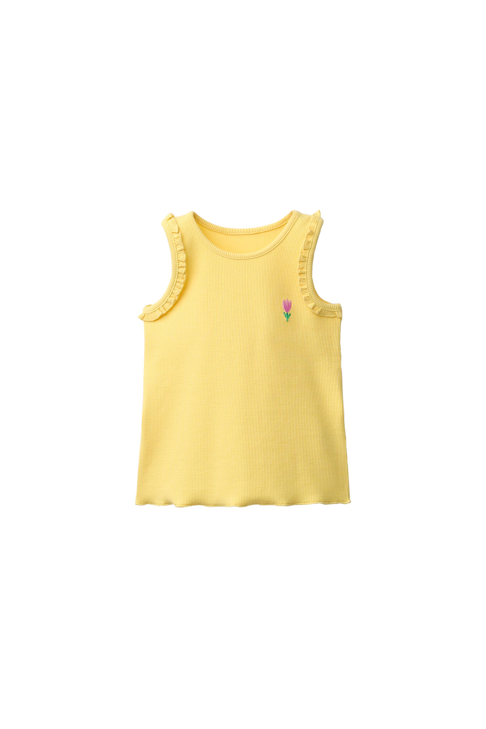 EMBROIDERED RIBBED SLEEVELESS T-SHIRT - White | ZARA United States
