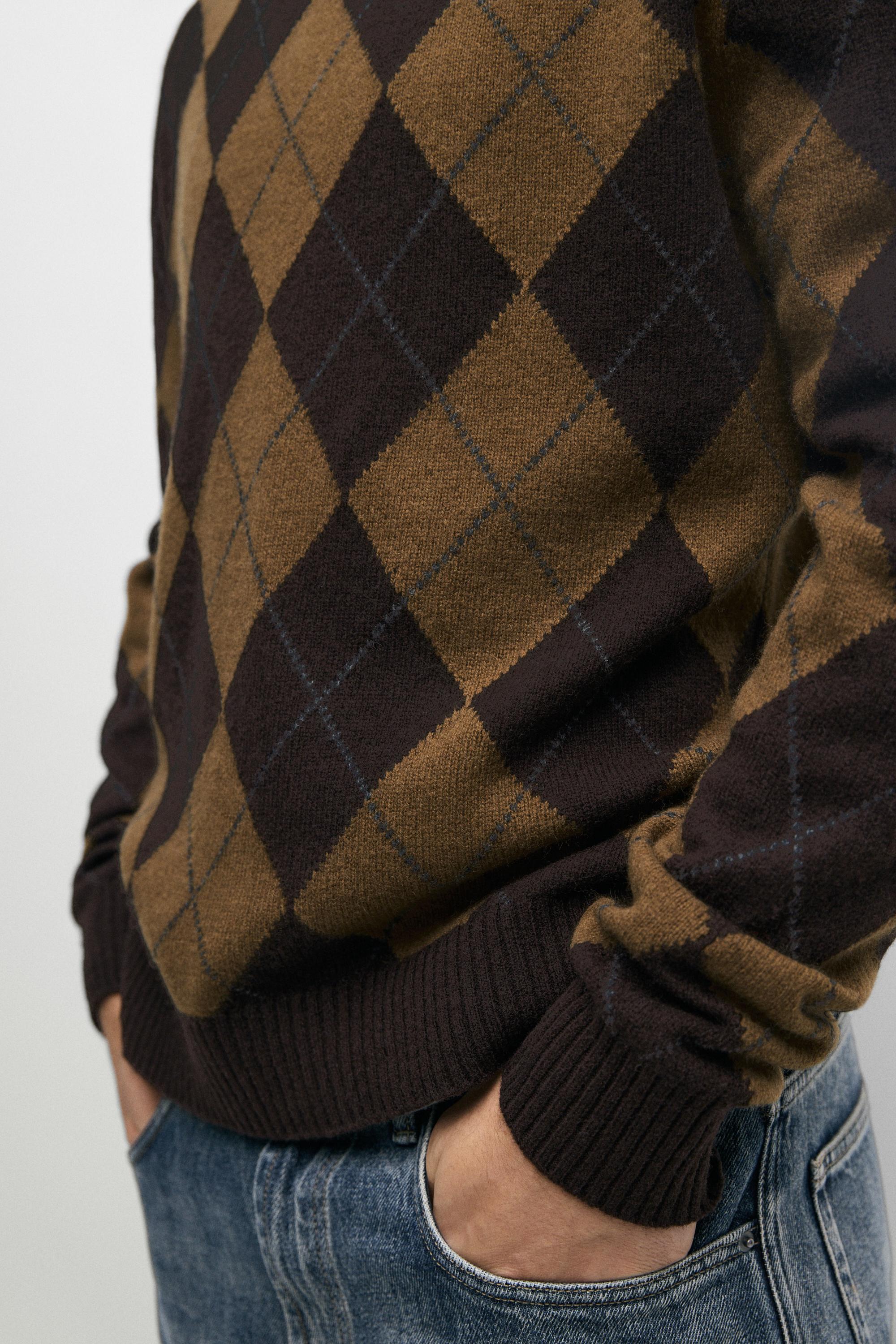 Pull à losanges en maille 100 % laine