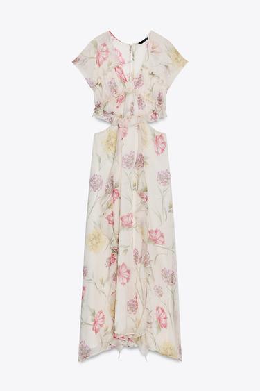 FLORAL PRINT CUT-OUT MIDI DRESS - Multicoloured by Zara