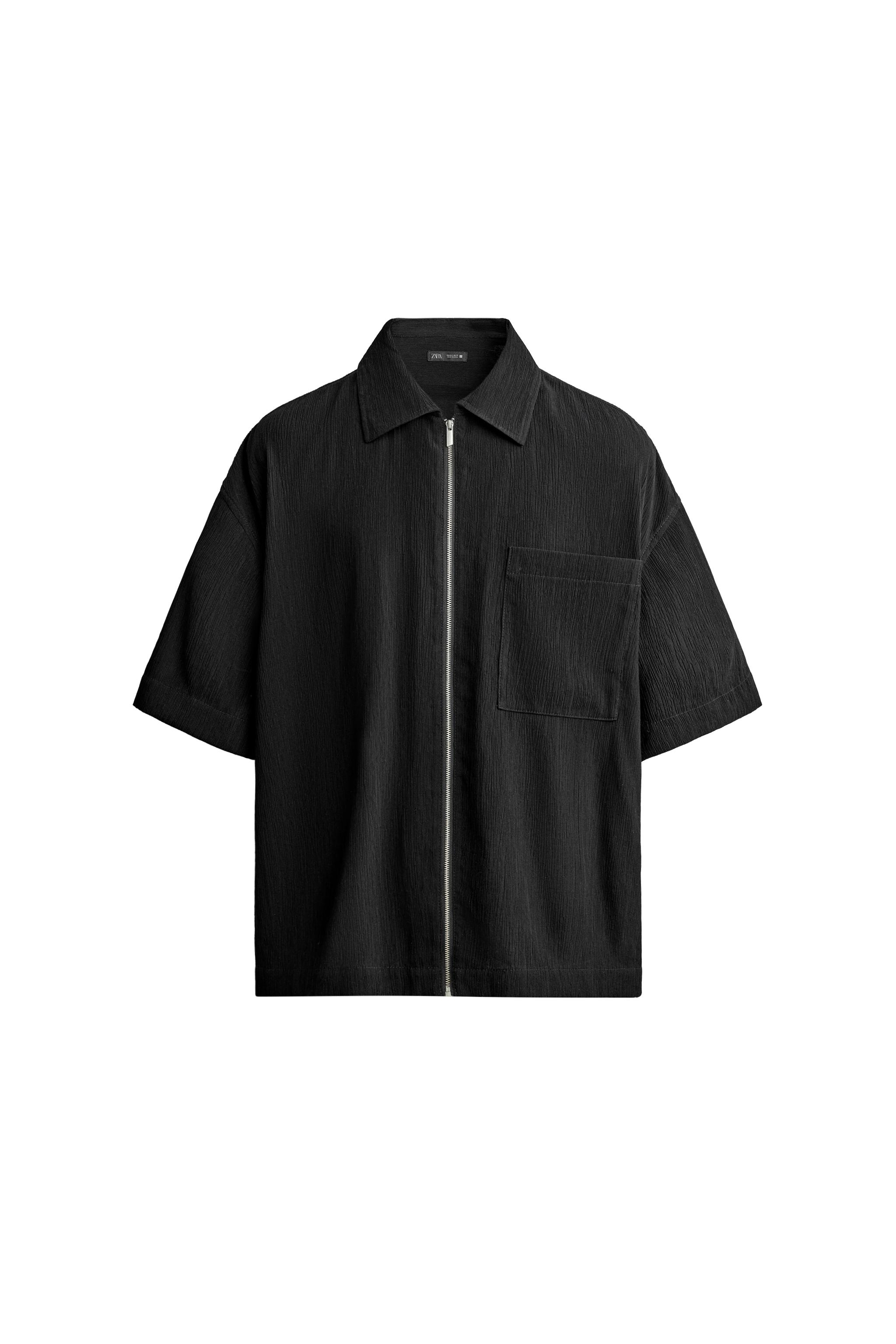 リラックスフィット テクスチャーシャツ - ブラック | ZARA Japan / 日本