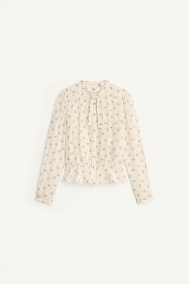 LIMITED EDITION PRINTED BLOUSE WITH TIES - Printed by Zara