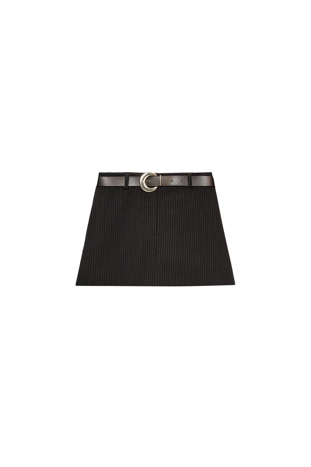 PINSTRIPE BELTED SPLIT SKIRT - image 3