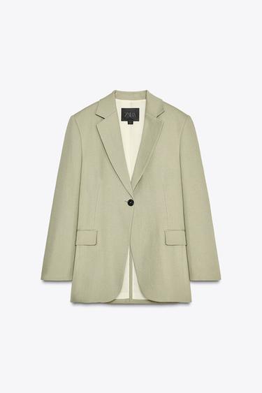 БЛЕЙЗЕР ИЗ СМЕСОВОГО ЛЬНА — ZW COLLECTION — ВОДЯНИСТЫЙ ЗЕЛЕНЫЙ от Zara