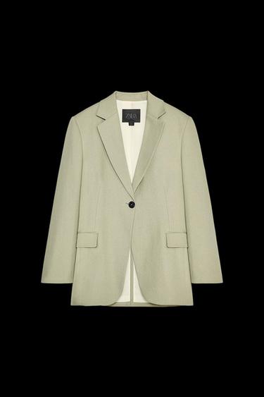 ZW COLLECTION LINEN BLEND BLAZER - Sea green by Zara - Image 0