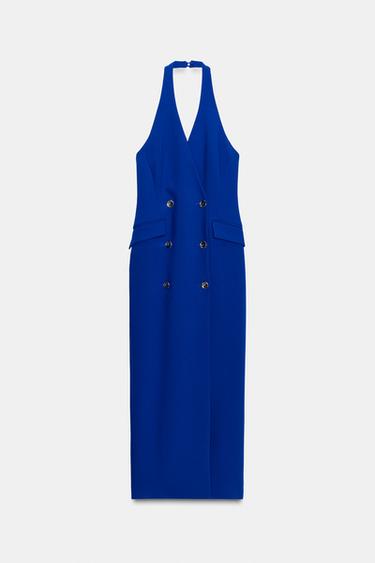ROBE MI-LONGUE TUBE CROISÉE - Bleu roi de Zara - Image 6