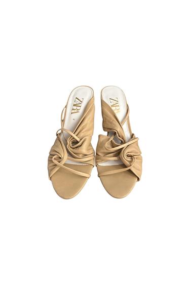 RUCHED STRAP HEELED MULE