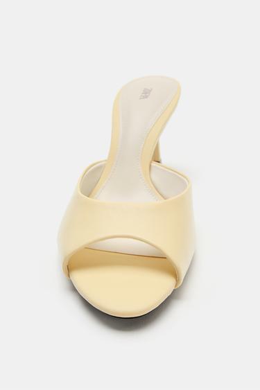 LEATHER HIGH-HEEL MULE SANDALS - Light yellow by Zara - Image 5