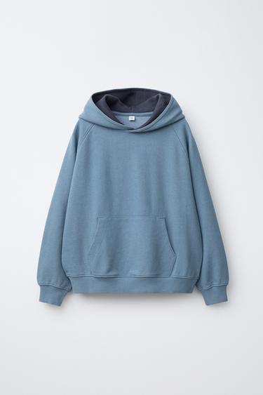 HOODIE WITH POCKET - Blue by Zara