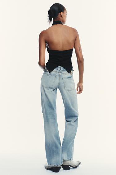 GATHERED KNIT HALTER TOP - Black by Zara - Image 4