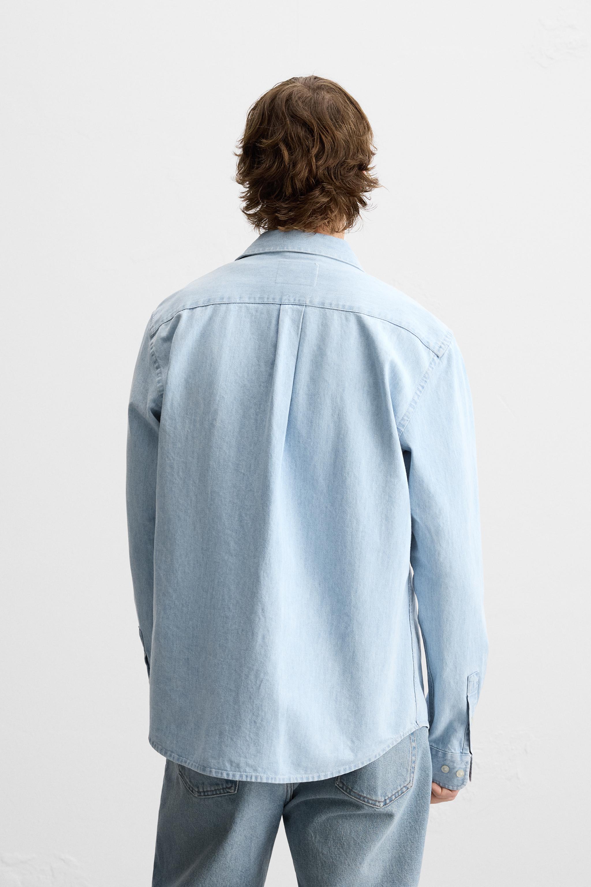 ウォッシュ加工デニムシャツ - ライトブルー | ZARA Japan / 日本