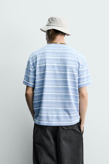 WASHED STRIPED T-SHIRT - Light blue by Zara - Image 2