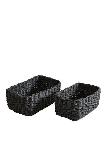 WOVEN PAPER BASKET - Black by Zara