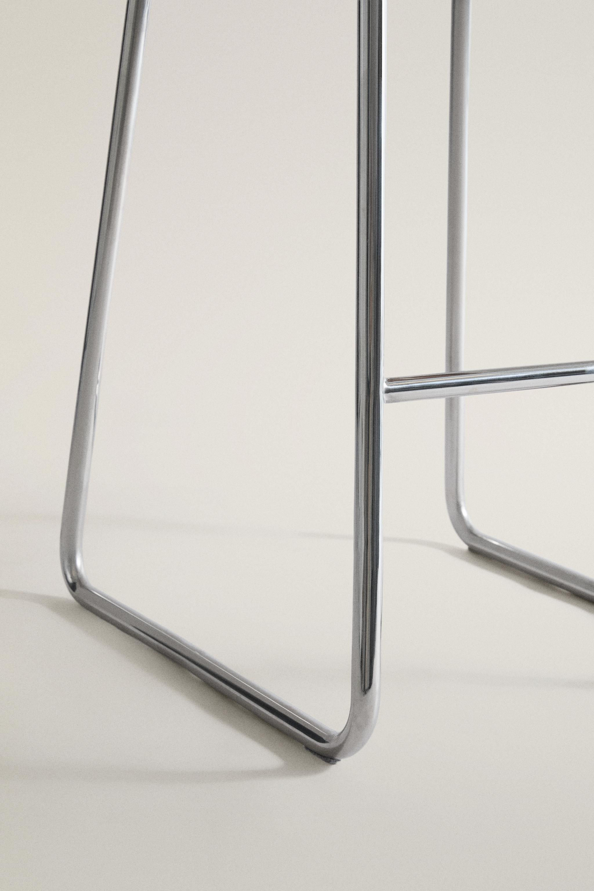 LEATHER AND STAINLESS STEEL HIGH STOOL