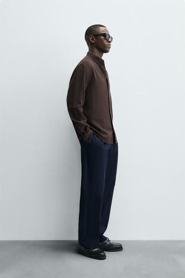 TEXTURED CHECK SHIRT - Brown by Zara - Image 3