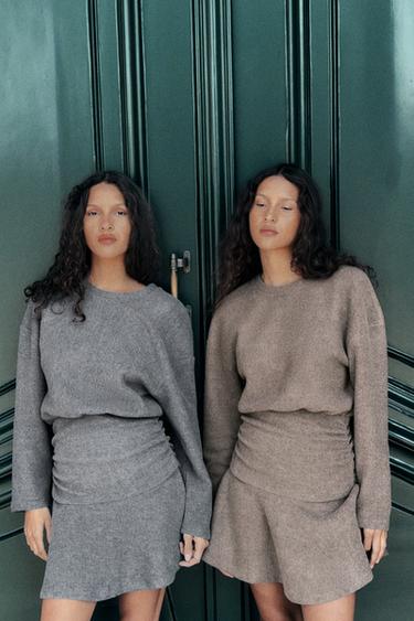 SOFT DRESS WITH FAJIN EFFECT - Grey marl by Zara