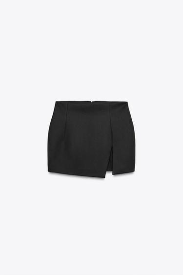 Zara SLIT MINI SKIRT - Black - Image 0