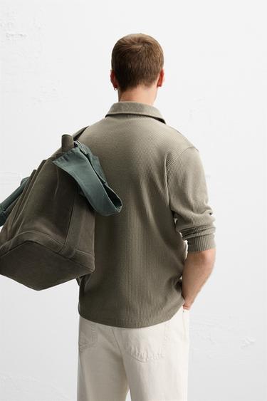 TEXTURED RIBBED POLO SHIRT - Light green by Zara - Image 2
