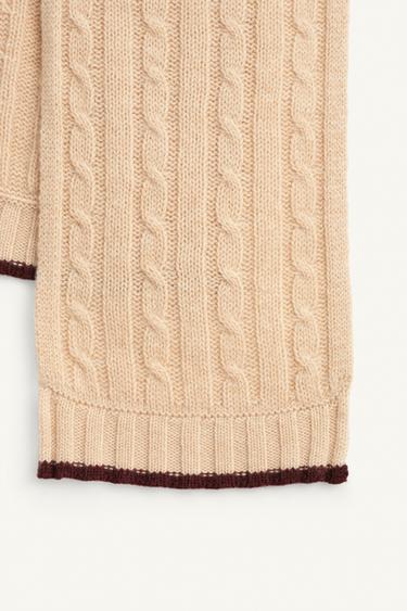 LIMITED EDITION CABLE KNIT SCARF 100% WOOL - Light beige by Zara - Image 2