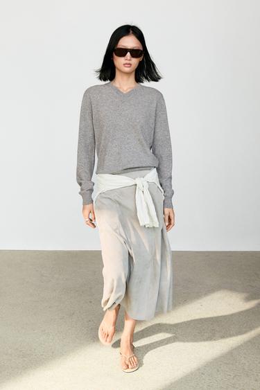 Zara 100% cashmere knit sweater - Gray marl - Image 0