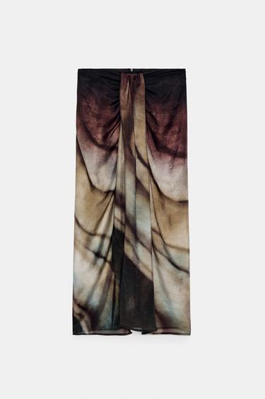 Zara PRINTED KNOTTED PAREO - Gray