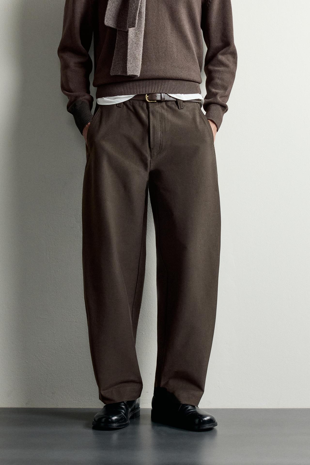 BALLOON FIT PANTS — Brown