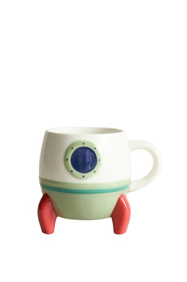 CHILDREN'S STONEWARE SPACESHIP MUG - Multicoloured by Zara